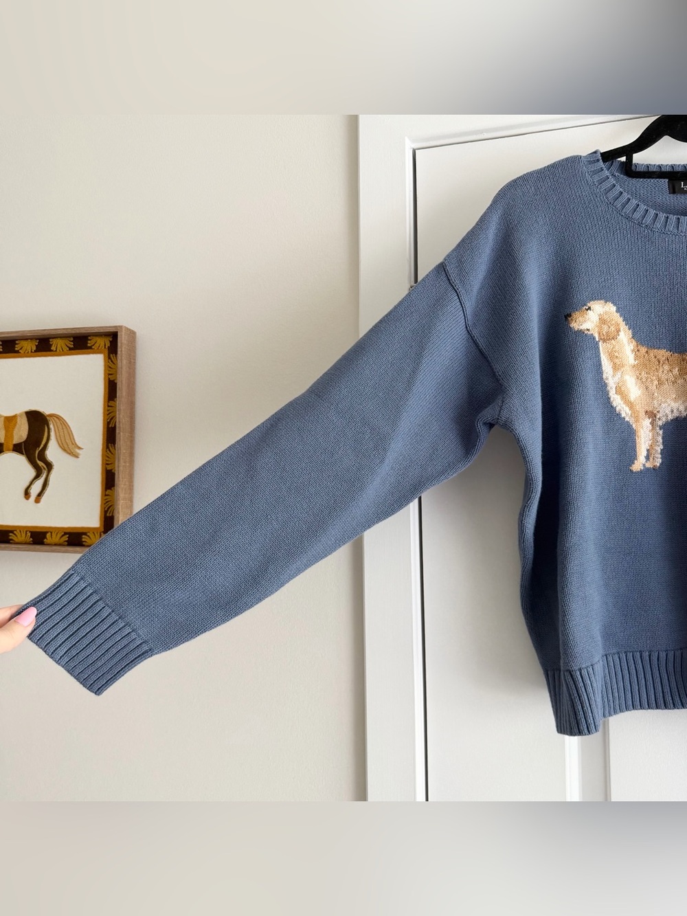 Lauren Ralph Lauren Intarsia Knit Golden Retriever Dog Sweater in Blue NWT - Picture 3 of 5